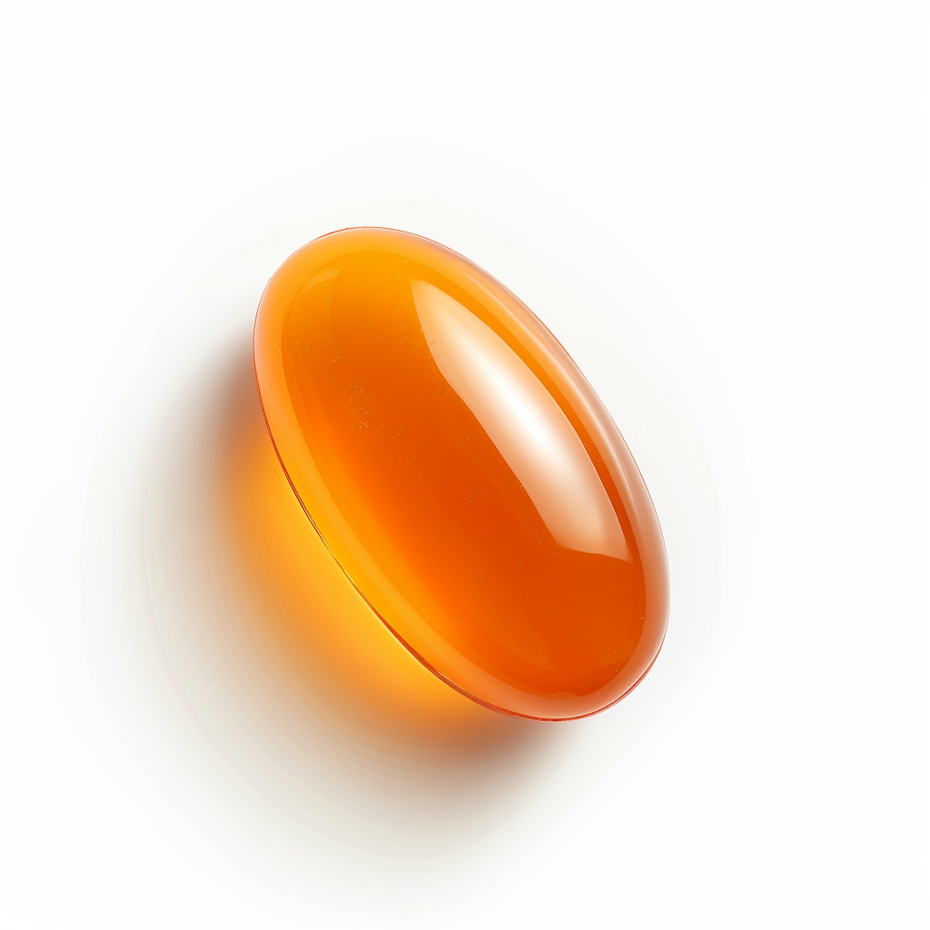 A single clear orange Truemeric softgel